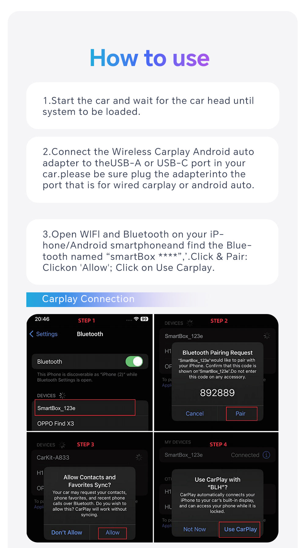adapter Apple carplay + Android Auto Wireless