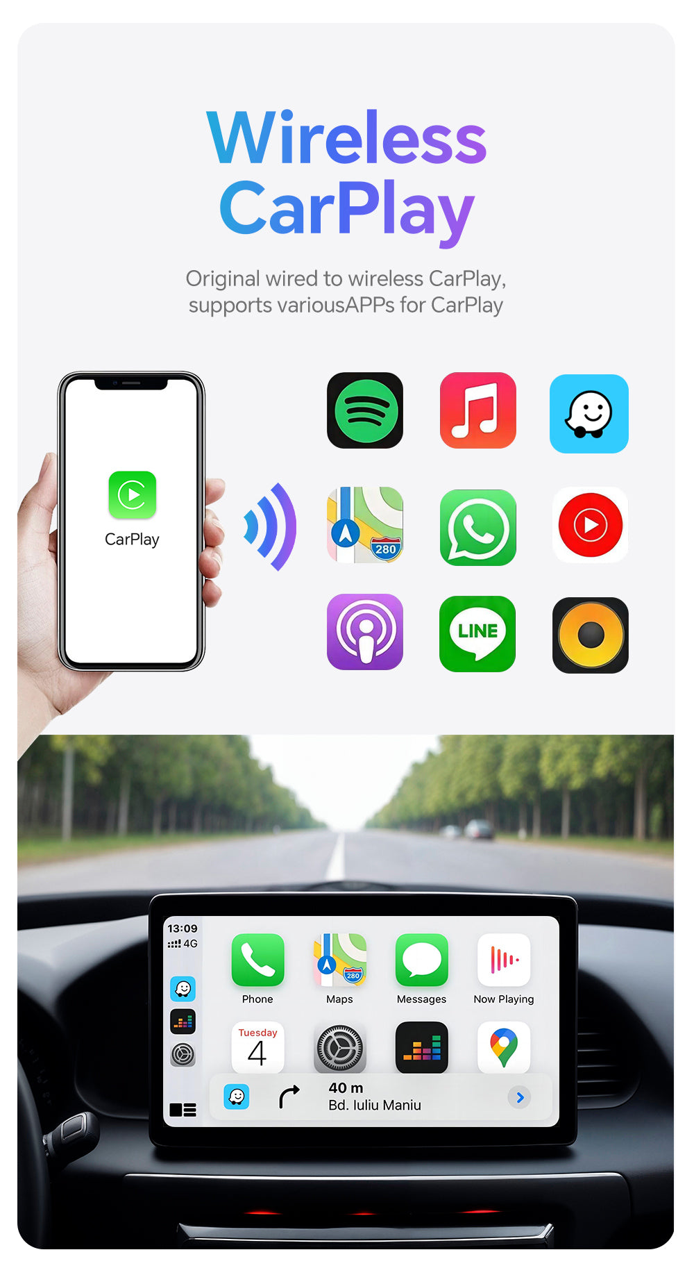 adapter Apple carplay + Android Auto Wireless